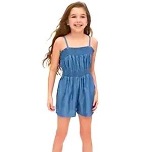 NWT Gap Kids Chambray Denim Smocked Shortie Romper: Size 12